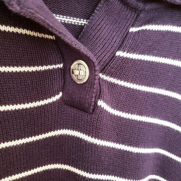 𝅺LIZ Claiborne Striped Collared Pullover Sweater - Picture 5 of 6